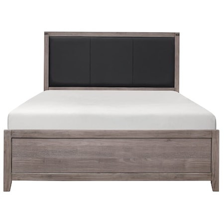 Contemporary Full Panel Bed with Upholstered Headboard