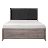 Contemporary Full Panel Bed with Upholstered Headboard
