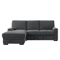 Transitional 2-Piece Sectional with Pull-out Bed and Left Chaise with Hidden Storage
