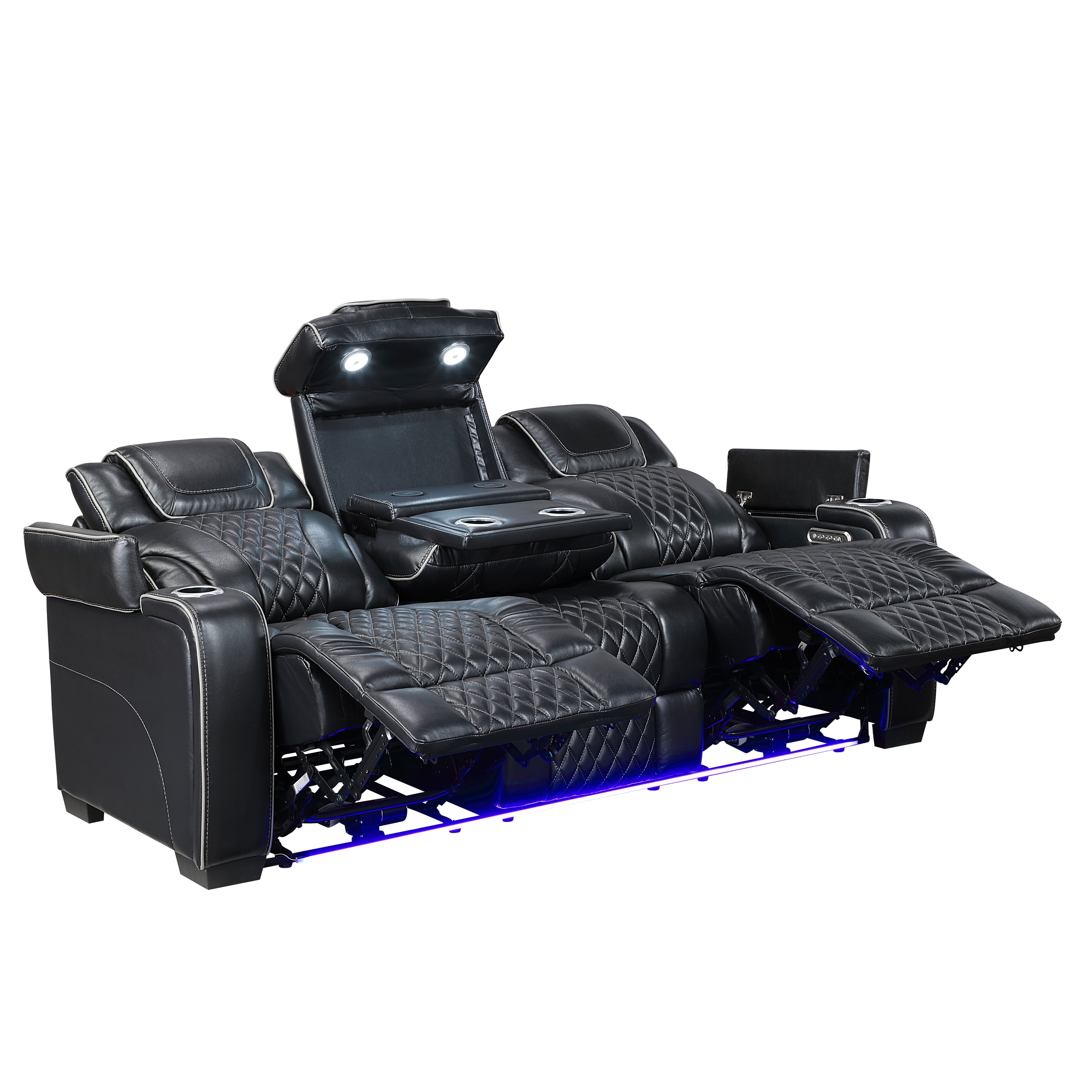 Dual Power Reclining Sofa with LED Lights