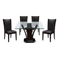 Contemporary 5-Piece Dining Set with Glass Table Top