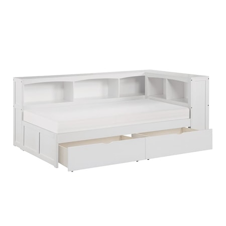 Twin Bookcase Corner Bed with Storage Boxes