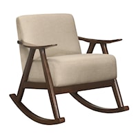 Mid-Century Modern Upholstered Rocking Chair with Wood Frame