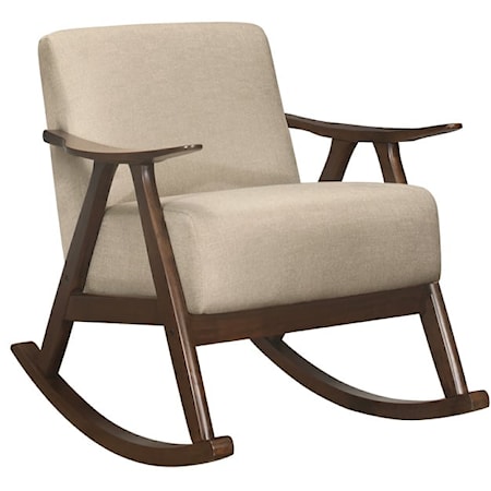 Mid-Century Modern Upholstered Rocking Chair with Wood Frame