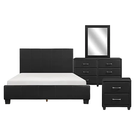 Contemporary 4-Piece Upholstered Queen Bedroom Set with Panel Headboard