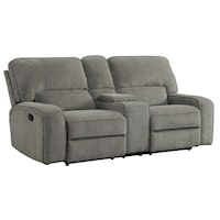 Transitional Double Reclining Love Seat with Center Console