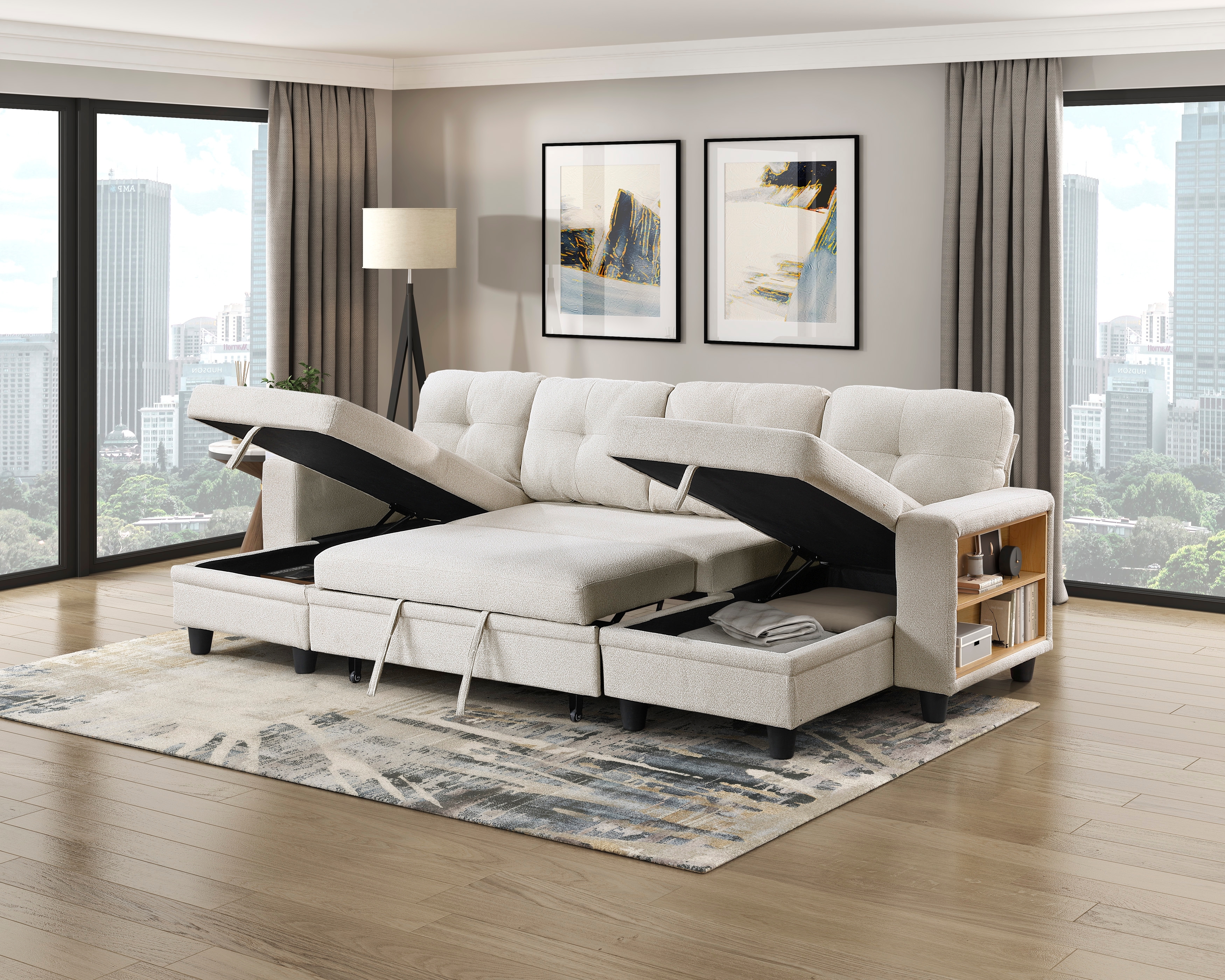 Homelegance Ansley 4-Piece Sectional Sofa with Pull-Out Bed