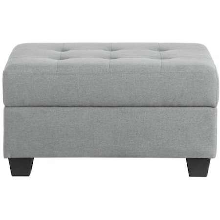 Transitional Storage Ottoman with Button Tufting