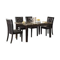 Transitional 5-Piece Dining Set with Tufted Seats