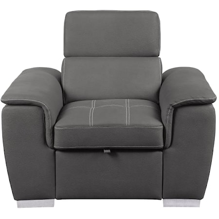 Contemporary Accent Chair with Pull-Out Ottoman