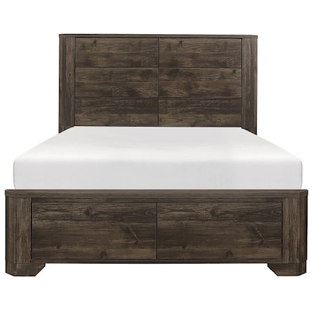 Transitional California King Bed with Rustic Brown Finish