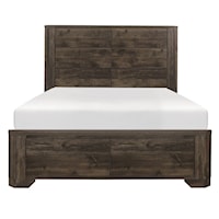 Transitional Queen Bed with Rustic Wood Grain