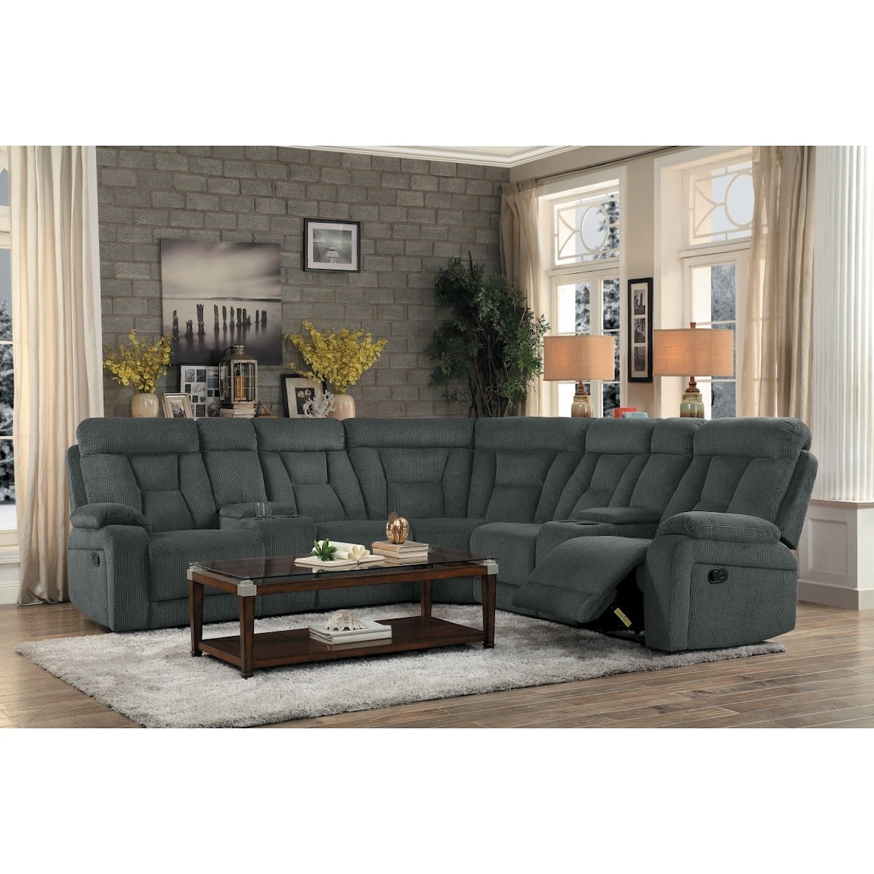 Homelegance Rosnay 3-Piece Reclining Sectional