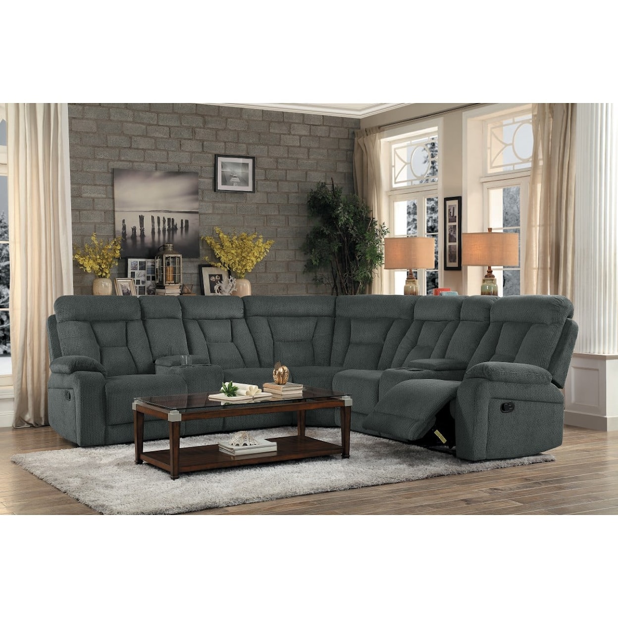 Homelegance Furniture Rosnay 3-Piece Reclining Sectional