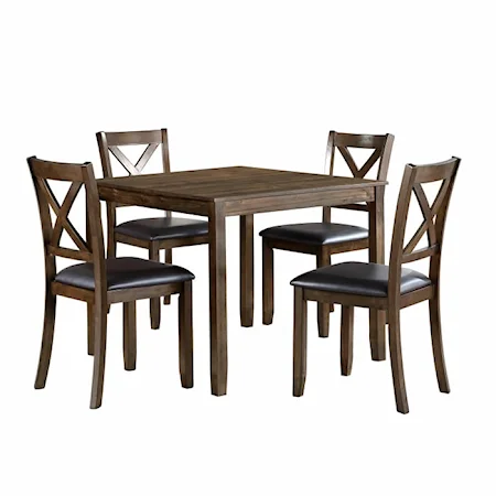 Transitional 5-Piece Dining Set with Upholstered Seating