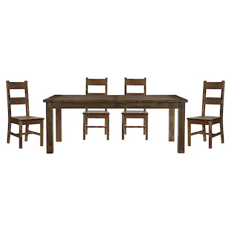 Rustic 5-Piece Dining Set with Ladder Backs