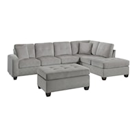 Transitional 3-Piece Reversible Sectional with Ottoman
