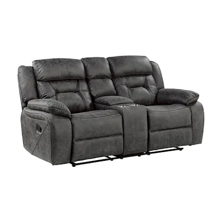 Casual Double Reclining Loveseat with Center Console