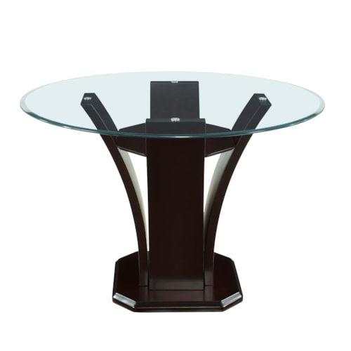 Transitional Round Counter Height Dining Table with 54" Glass Top