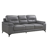 Casual Leather Sofa with Metal Legs