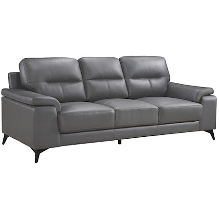 Casual Leather Sofa with Metal Legs