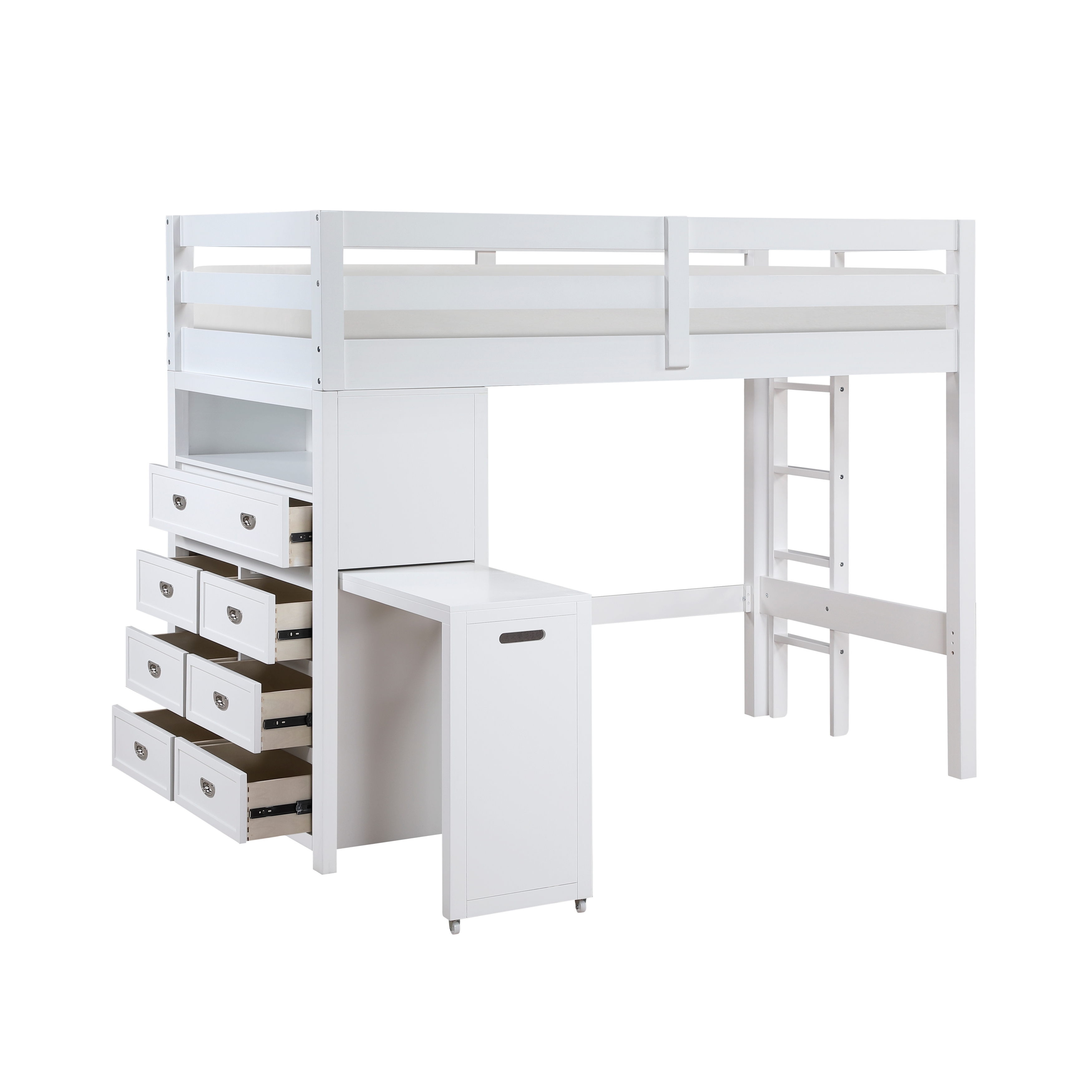 Home Style Dory Twin/Full Loft Bunk Bed with Hidden Desk