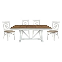 Farmhouse 5-Piece Dining Set with X-Back Design