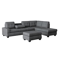 Transitional 2-Piece Reversible Sectional Sofa with Storage Ottoman
