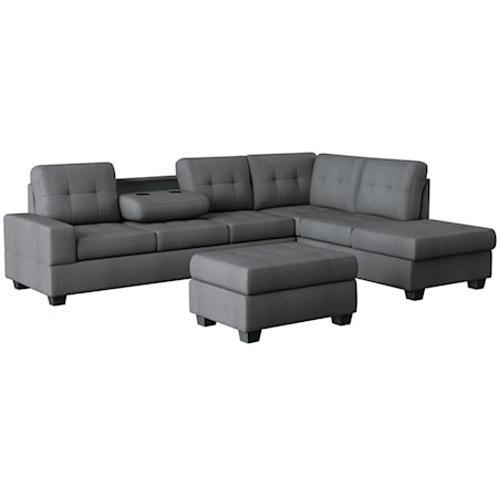 2-Piece Sectional Sofa with Ottoman