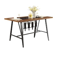 Rustic Industrial Counter Height Table with Glass Insert