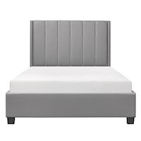 Contemporary Upholstered Eastern King Platform Bed with Channel Tufted Headboard