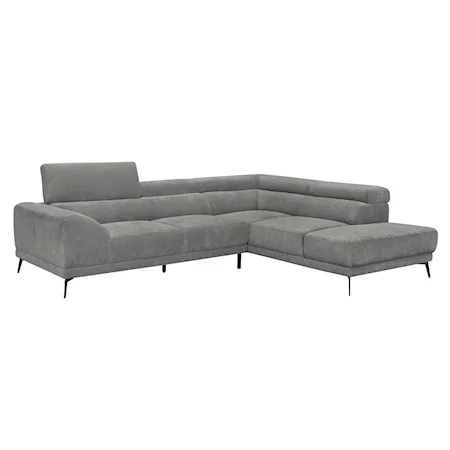 Contemporary 2-Piece Sectional with Adjustable Headrests and Right Chaise