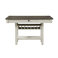 Farmhouse 4-Drawer Counter Height Dining Table with Wine Storage