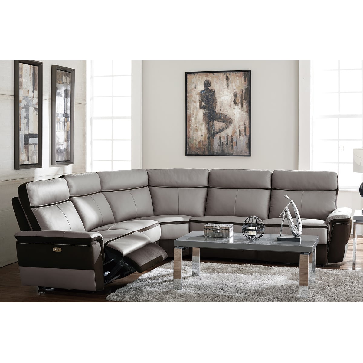 Homelegance Laertes 5-Piece Power Reclining Sectional Sofa