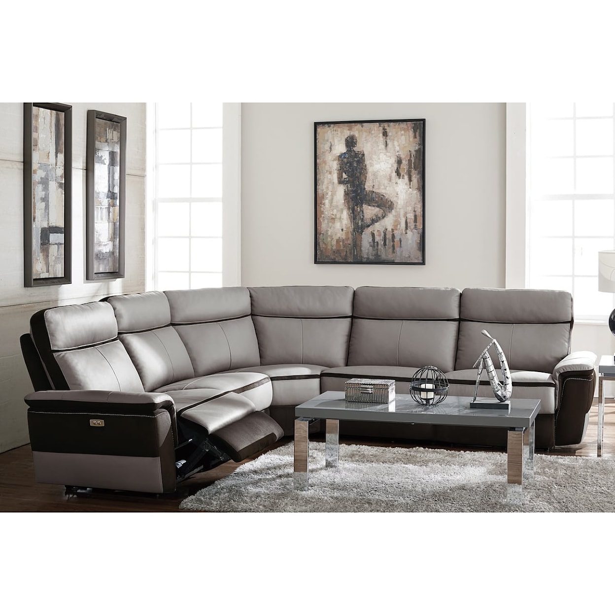 Homelegance Furniture Laertes 5-Piece Power Reclining Sectional Sofa