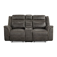Rustic Double Reclining Loveseat with Center Console