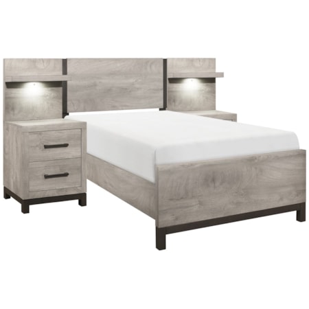 Twin Panel Wall with Two Nightstands