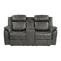 Casual Double Reclining Loveseat with Cupholders and Storage Console