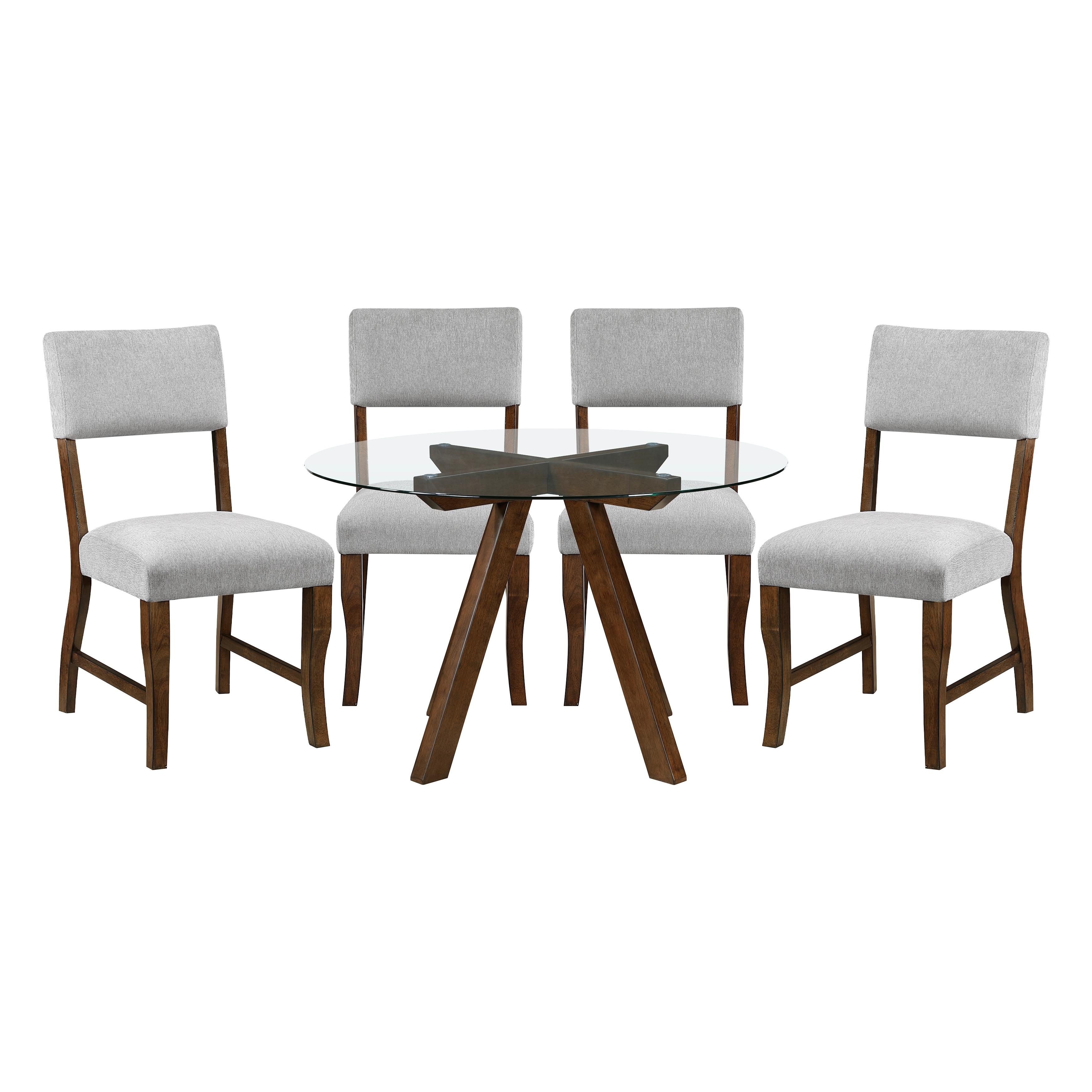 Contemporary 5-Piece Dining Set with Glass Table Top