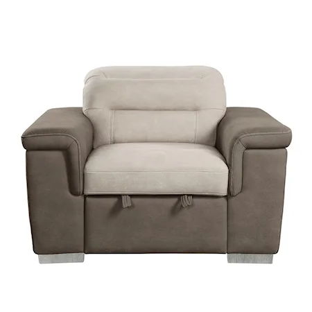 Contemporary Accent Chair with Pull-Out Ottoman
