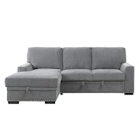Casual 2-Piece Sectional with Pull-Out Bed and Chaise with Storage