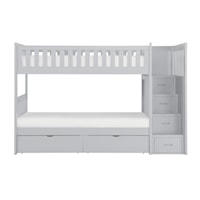 Transitional Twin over Twin Bunk Bed with Storage Boxes
