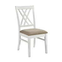 Farmhouse Side Chair with Upholstered Seat and X-Back