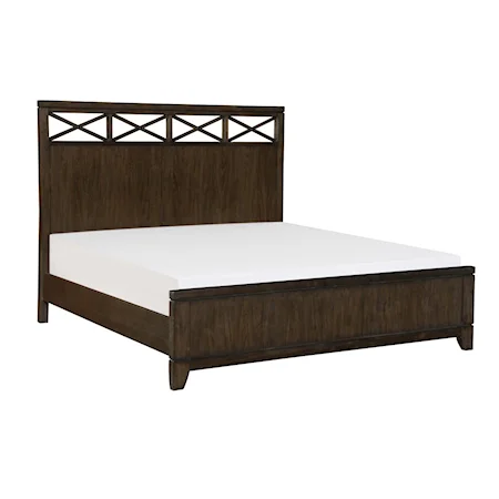 Rustic Queen Bed with X-Framing Topped Headboard