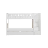 Transitional Twin over Twin Step Bunk Bed with Storage Boxes