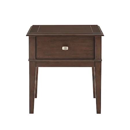 Transitional End Table with Drawer and USB Port