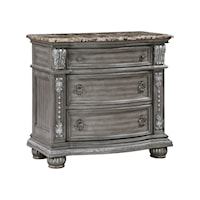 Traditional 3-Drawer Nightstand with Marble Top