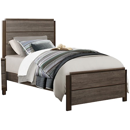 Contemporary Twin Panel Bed with Low-Profile Footboard