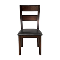 Transitional Ladder Back Side Chair with Bi-cast Vinyl Seat Cover