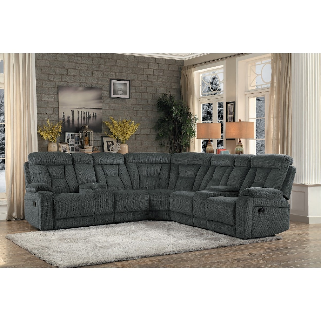 Homelegance Furniture Rosnay 3-Piece Reclining Sectional